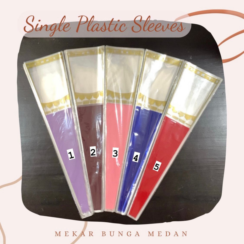 

(KF 31) - (50pc) Plastik Mawar / Rose 1 Tangkai Single Flower Plastic Sleeves Kantong Bunga Aesthetic Gold Best Wish