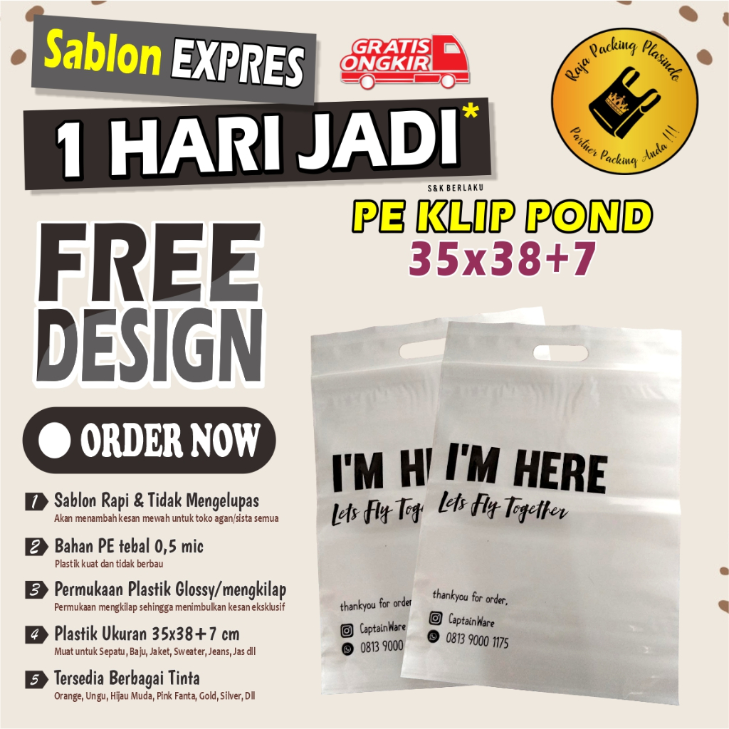 Plastik Sablon Plastik Klip uk 35x38+7  pond plastik olshop plastik klip baju / sablon plastik / kan