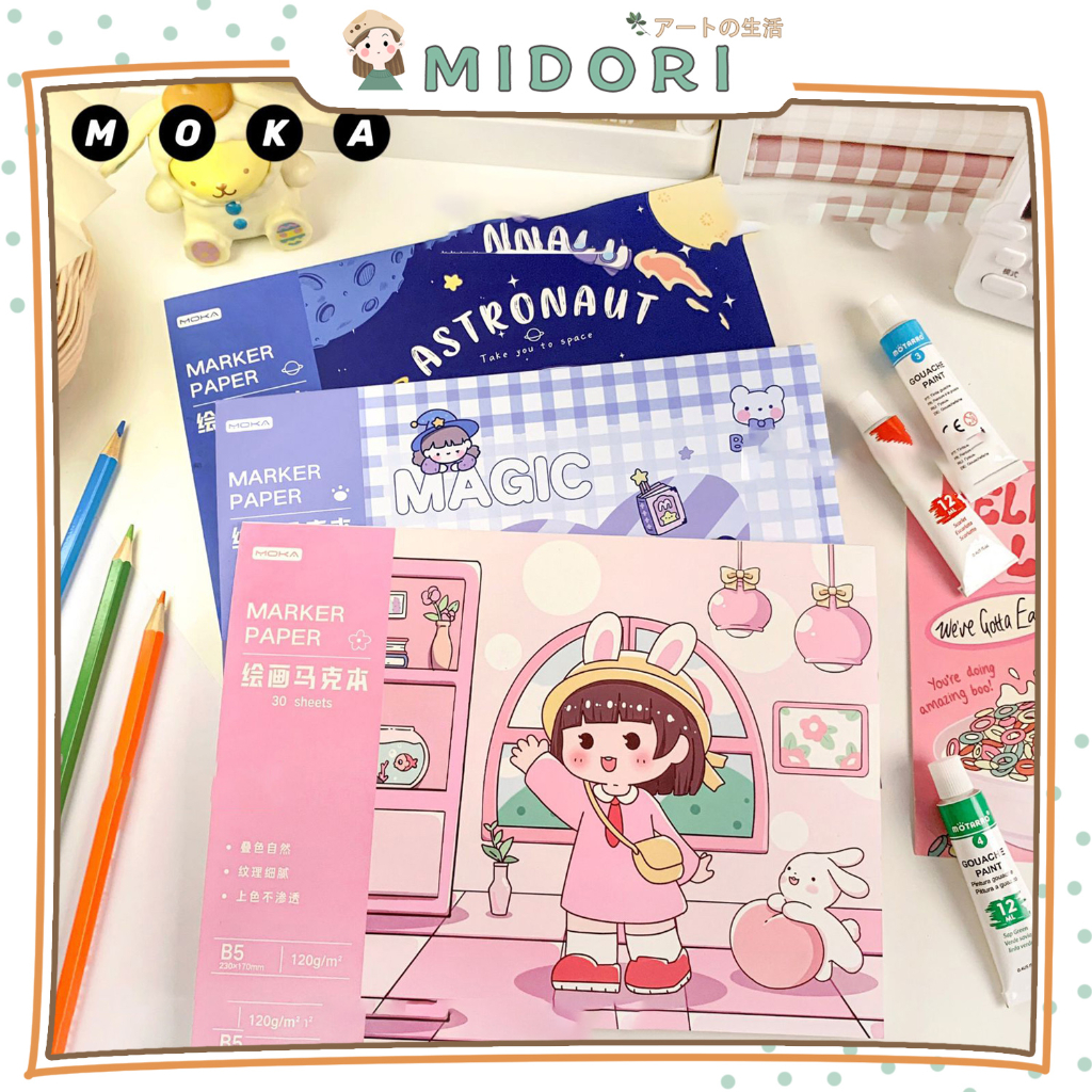 

[MIDORI] 30lembar B5 CARTOON DRAWING BOOK Notebook Journal Diary Book Aesthetic - E0043