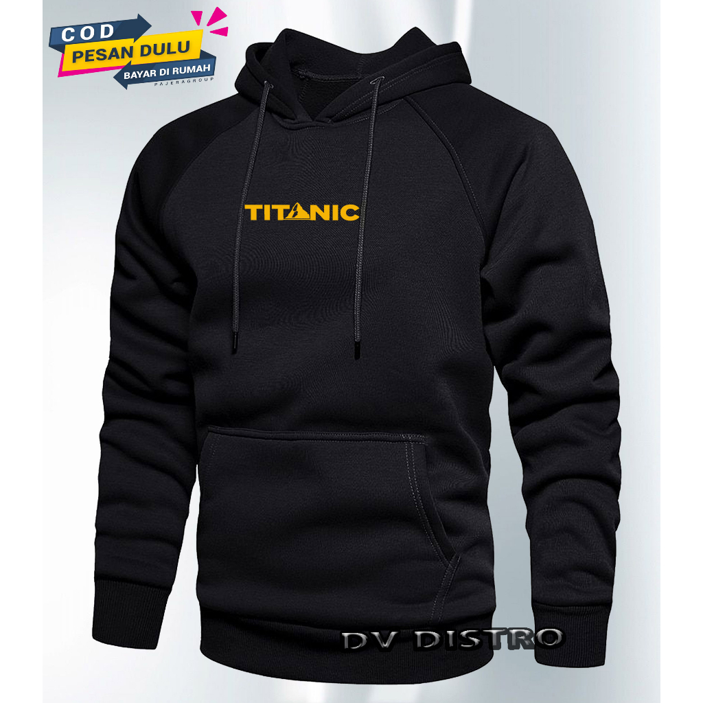 (COD) Sweater Hoodie Distro Titanic Text Gold / Pakaian Pria Dan Wanita Murah Keren. Baju Hoodie Ter