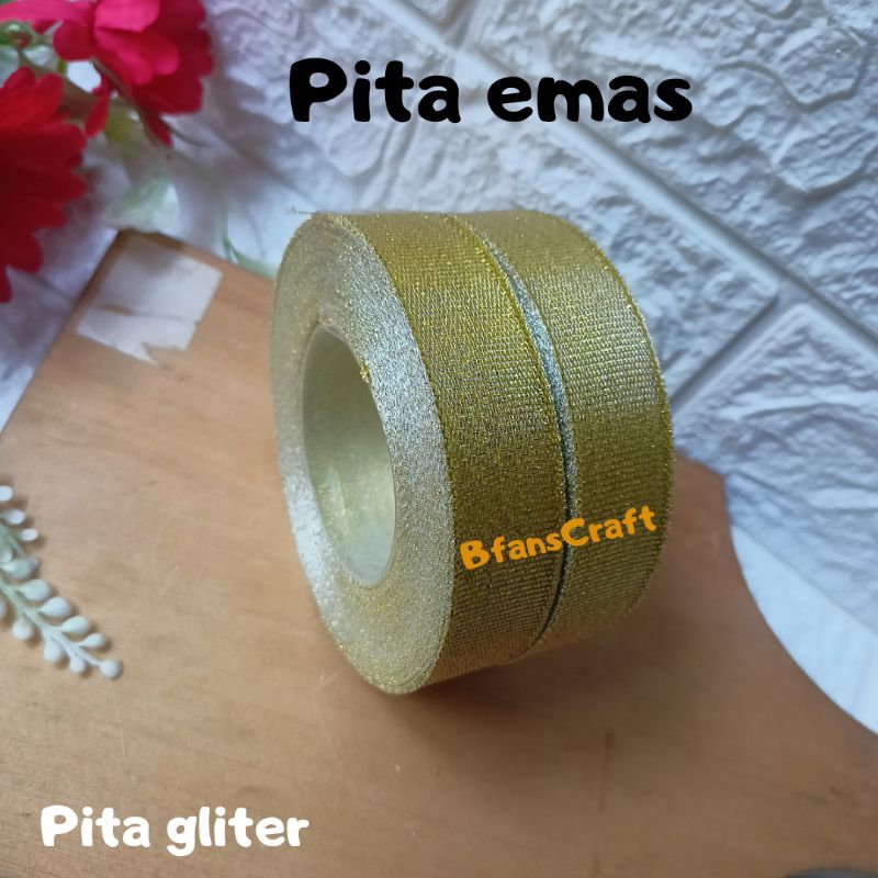 

pita emas 3/8, pita emas ukuran 1cm.pita silver.pita gliter