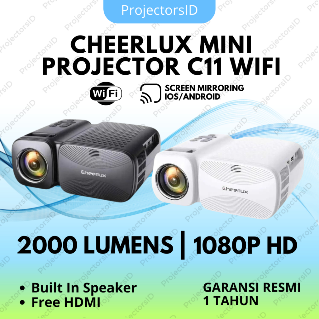 Smart Proyektor Cheerlux C11 Android Wifi 2000 Lumens | Proyektor Mini Android | Proyektor Mini Port
