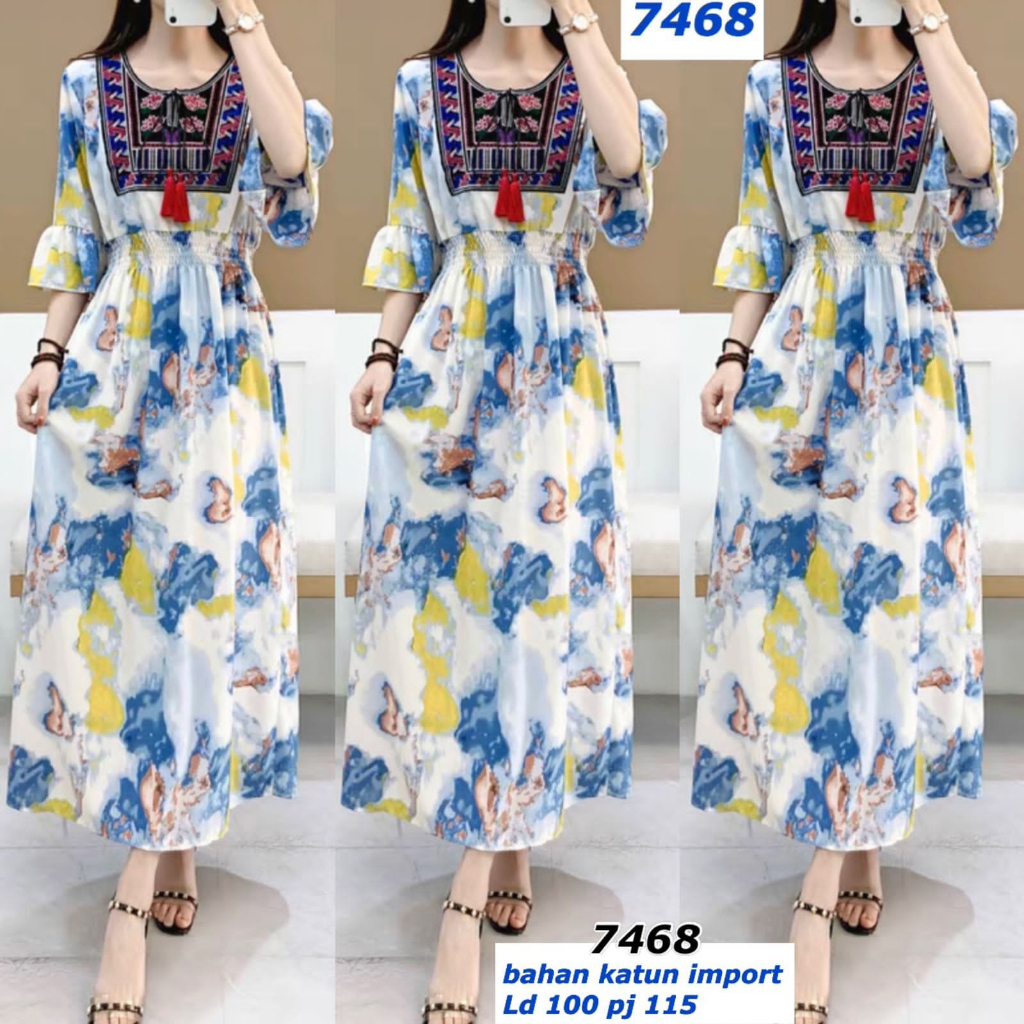 Dress Panjang Motif Hermes/ Bahan Import
