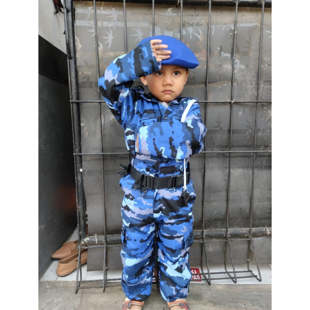 Setelan kostum Baju Profesi PDL Loreng AU anak / TNI Angkatan Udara Cilik fashion