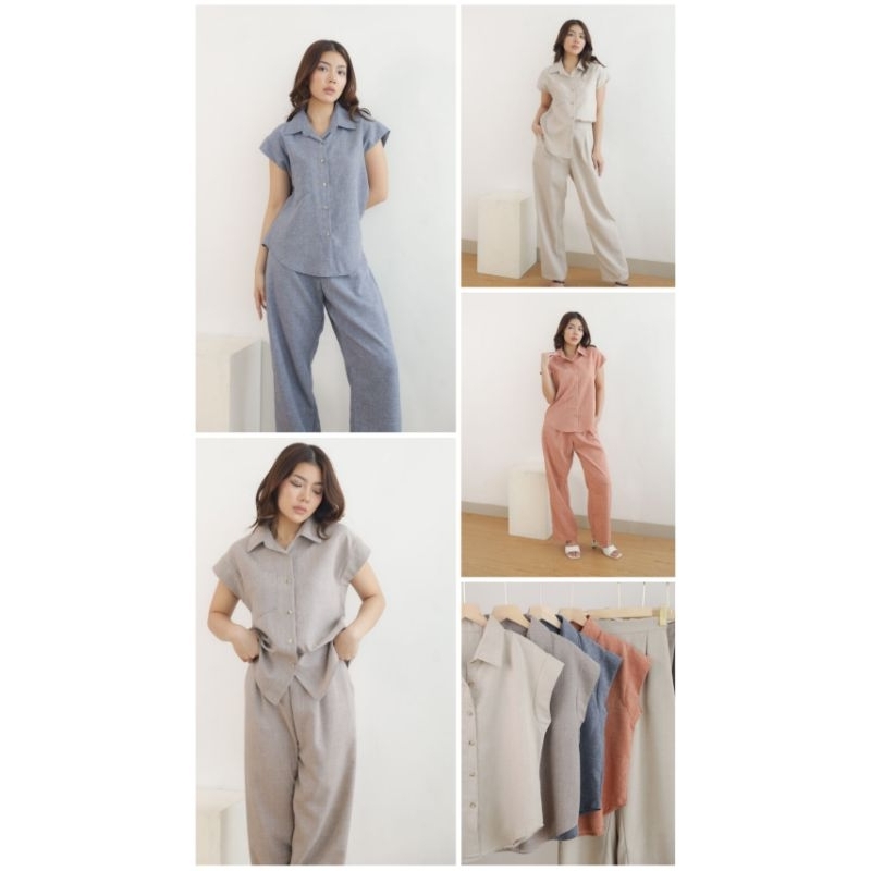 d2655 set / setelan wanita kemeja tangan pendek dan celana panjang / set natal sincia imlek