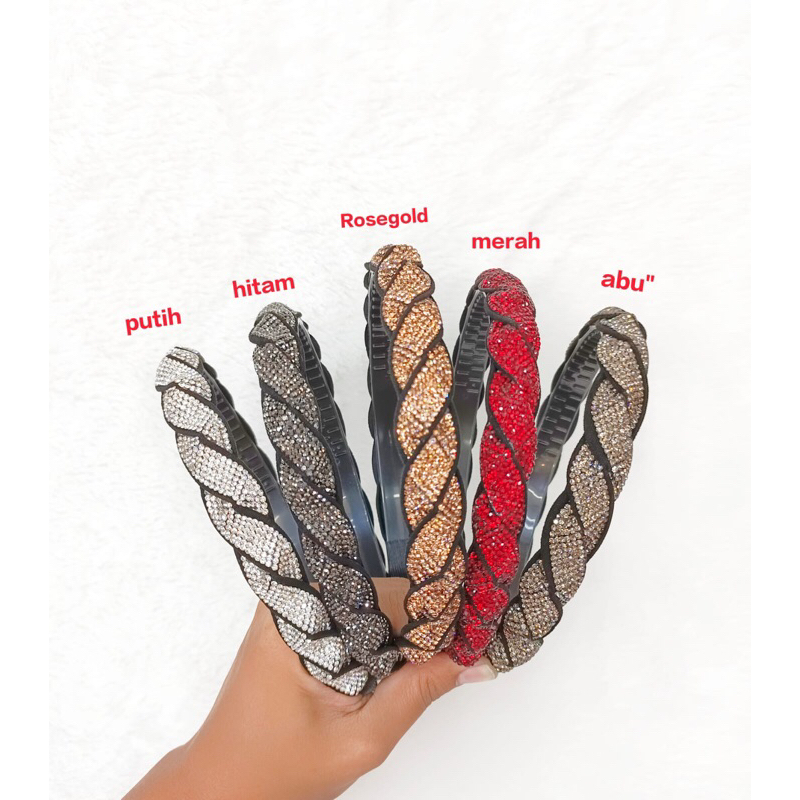 BANDO KOREA IMPORT AKSEN KRISTAL MANIK MODEL ULIR DAUN / BANDO BANDANA PESTA KRISTAL BLING BLING