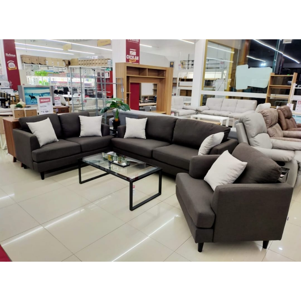 Selma Leona Set Sofa Fabric - Cokelat Furniture Informa