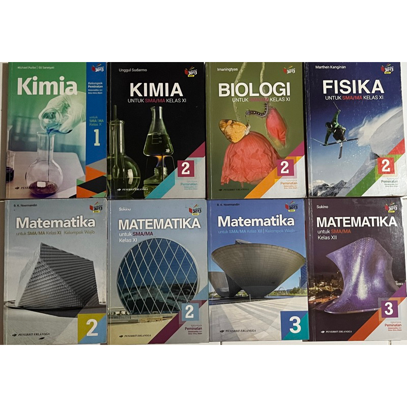 PRELOVED Buku Paket Erlangga Matematika Wajib Minat Fisika Kimia Biologi kelas 10 11 12