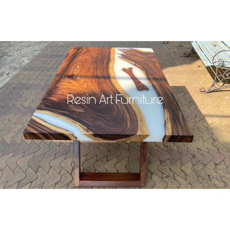 MEJA TREMBESI RESIN / MEJA MAKAN TREMBESI RESIN WARNA PUTIH 200x90x75