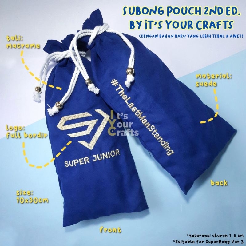 SUPER JUNIOR LIGHTSTICK POUCH Ver 2 SUEDE | Fanlight Pouch Super Junior | Itsyourcrafts