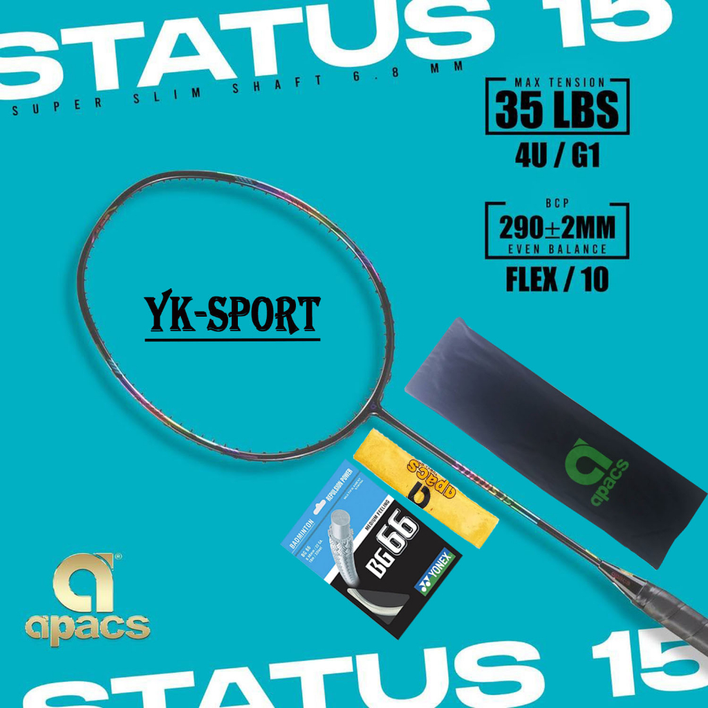 Raket Apacs Status 15 Bonus Komplit Senar BG 66 Raket Badminton Apacs Status 15