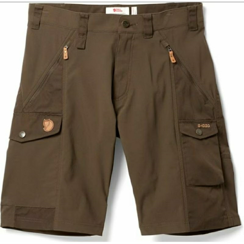CELANA PENDEK FJALLRAVEN ABISKO SHORTS DARK OLIVE TREKKING CAMPING TRAVELLING MENS PANTS CARGO