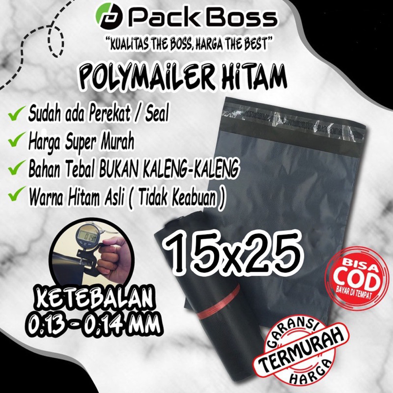 

ECER PolyMailer warna HITAM NON Premium 15 x 25 Termurah