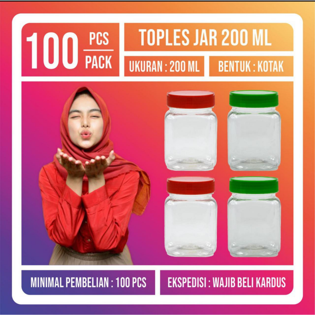 Toples  Plastik 200ML - Botol Sambal 200 ml - Toples Kotak 200 ml-Toples 200 m 150 ml