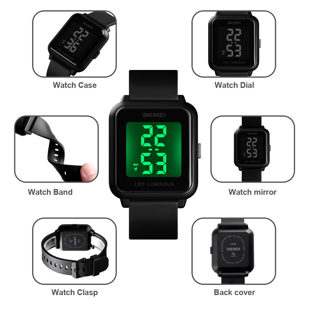 skmei 1566 jam tangan pria digital led original 100%