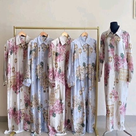 Yuki Dress Kemeja Outer Panjang Motif Flowers Dress Kemeja Long Outer Cardigan Panjang