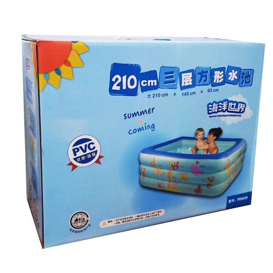 Kolam Renang Air Mandi Pasir Angin Mainan Anak Karet PVC Bayi Balita Size Besar XL PD0228 210 X 140 X 55CM