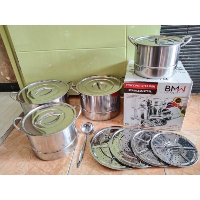 panci dandang swt bahan Stainless stock pot steamer BMW
