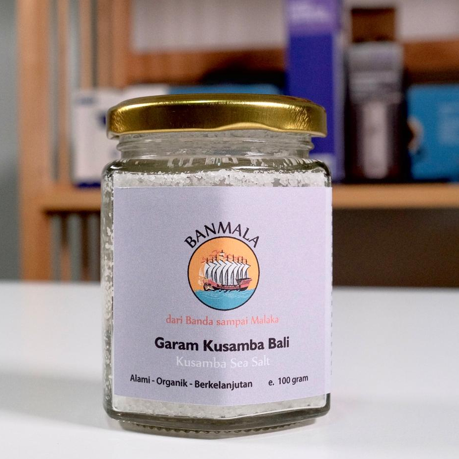 

Garam Kusamba Laut Bali organik Sea Salt glass Jar Banmala 100g