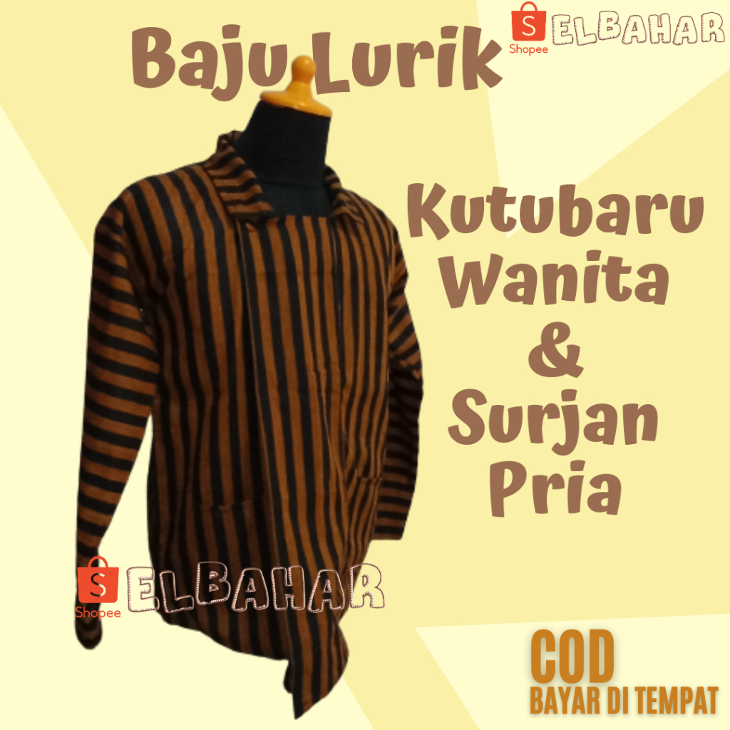 Baju Lurik Surjan PRIA dan Baju Lurik Kutubaru WANITA Dewasa Size S M L XL XXL XXXL L4 Baju Tenun Lu