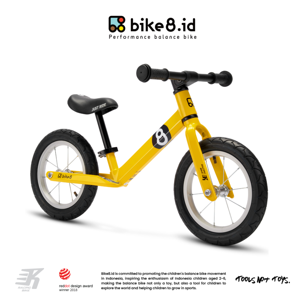 BIKE8 Racing Balance Bike / Push Bike - Sepeda Anak - Yellow