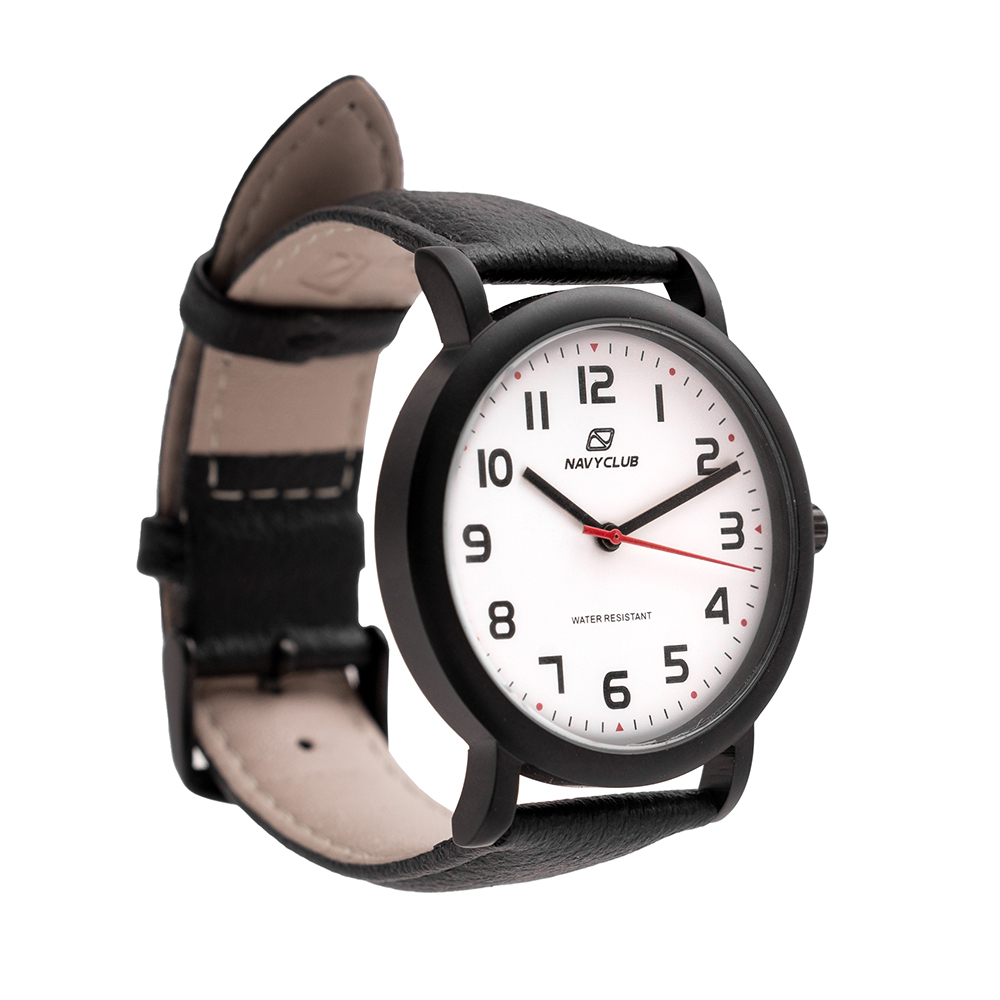 Navy Club Jam Tangan Unisex Aviator - Leather Strap Black