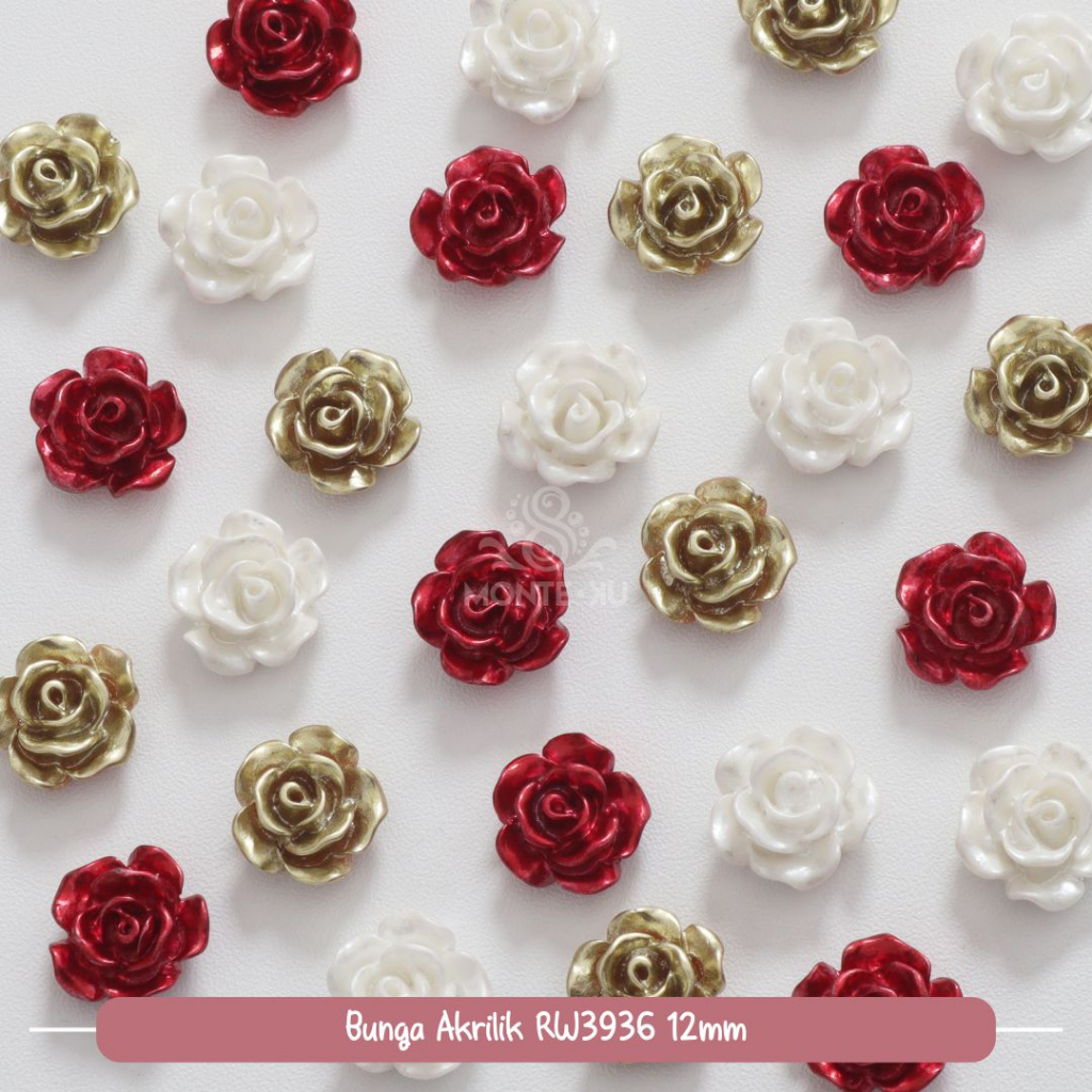 Manik Bunga Akrilik Kelopak Bunga Mawar Tempel Murah Premium isi 10Pcs