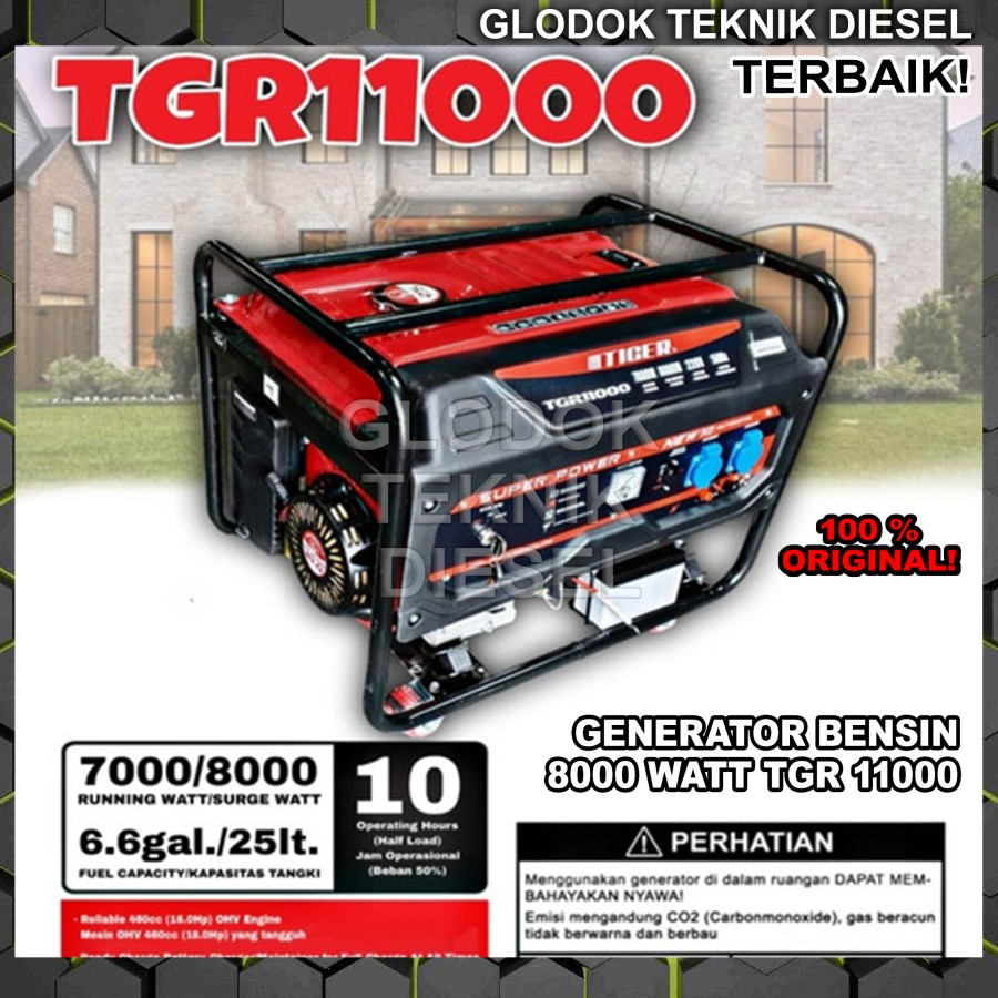 TIGER Genset Generator Bensin 10 Kva TGR 11000 8000 7000 WATT Starter