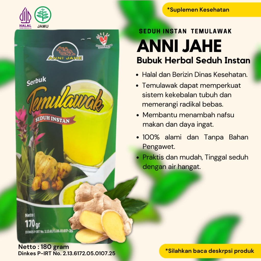 

Temulawak Bubuk ANNI JAHE Minuman Herbal Seduh Instan 180 Gram