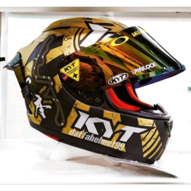 HELM KYT RC7/KYT RC SEVEN SERI#17 BLAK DOFF/GOLD PAKET GANTENG