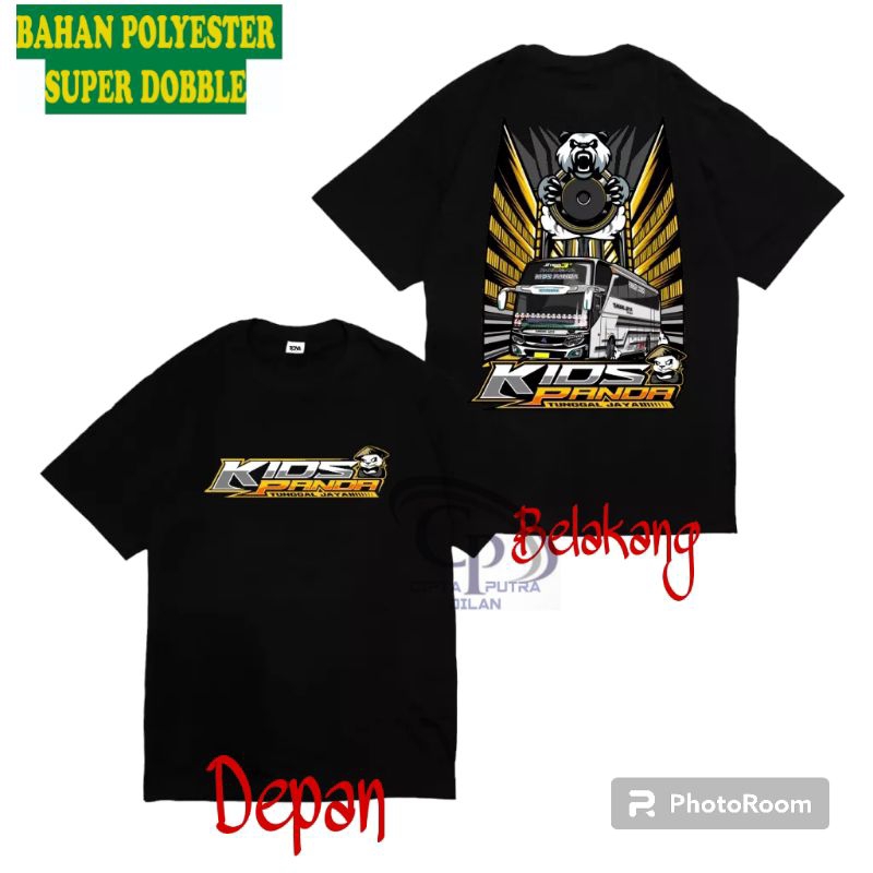 Kaos Anak Laki laki  Busmania Kids Panda/Baju Busmania Panda Kids/Gambar depan Belakang