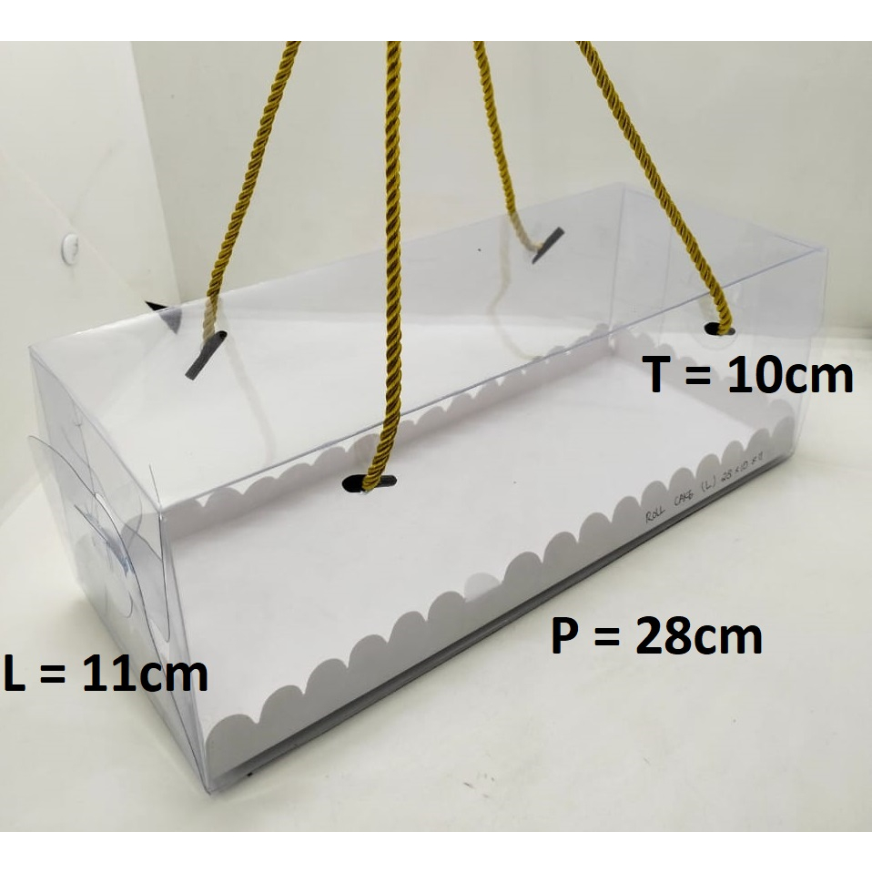 

1 Pcs KOTAK MIKA ROLL CAKE L 28x11x10cm IVORY TALI LAMINASI