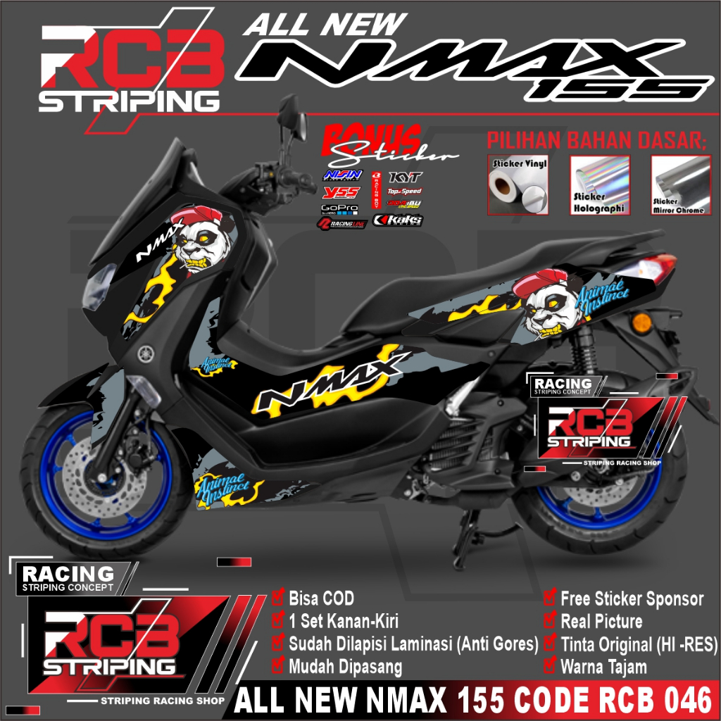 Aksesoris Motor Yamaha Nmax New 2020 2021 2022 2023 Striping Lis Sticker NMAX NEW RCB 046