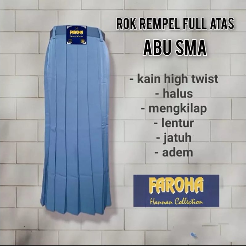 Terlaris Seragam SMA Rok Panjang Rempel full Abu - Seragam Sekolah - Rok Rempel - Rok SMA