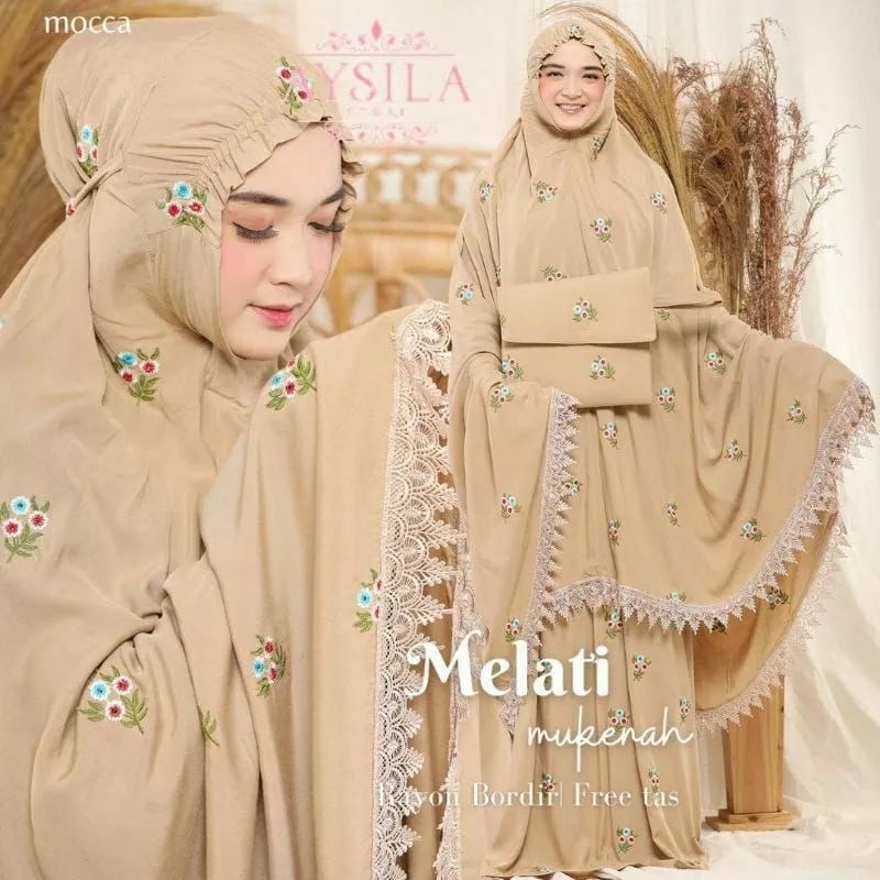 MUKENA MELATI BORDIR PREMIUM / MUKENA JUMBO KATUN RAYON ADEM