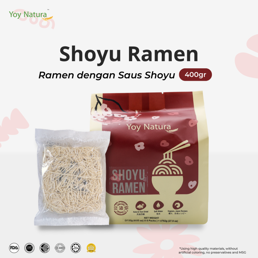 

Yoy Natura Mie Instan Ramen Rasa Tori Shoyu / Mi Ramen Kuah Tori Shoyu isi 6pax - 792g [HALAL]
