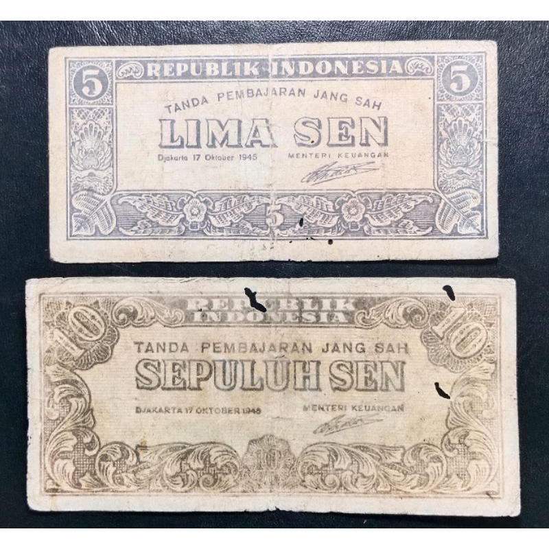 UANGKUNO 5 DAN 10 SEN THN 1945
