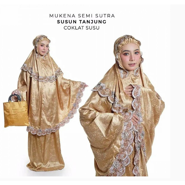 MuKena Dewasa Semi Sutra Susun Bunga Tanjung