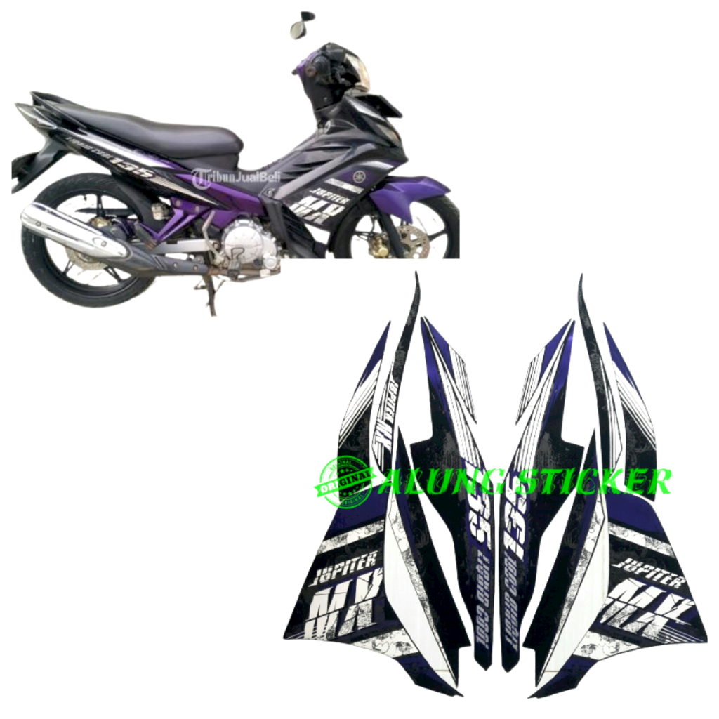 STIKER STRIPING & LIS BODY YAMAHA JUPITER MX NEW 135 2013 2014 HITAM UNGU STANDAR
