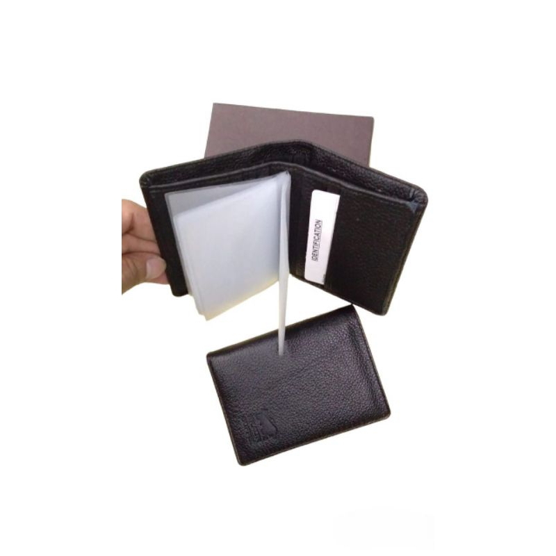 Dompet Kartu ATM Kulit Asli Dompet Kartu/Card Holder Polos Pria Wanita Hitam Polos