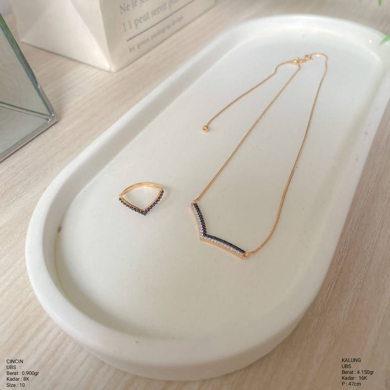 Perhiasan Kalung Serut Emas Aurel / Fuji Variasi Black Diamond Look UBS 16k / 700