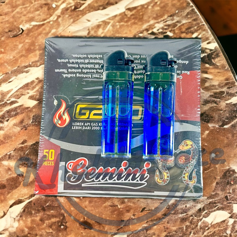 (50 PCS) KOREK API RODA OVAL GEMINI KEPALA HITAM G2000