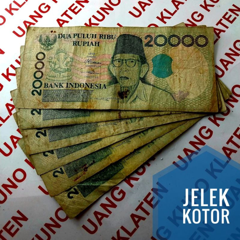 Jelek asli 20000 Rupiah Dewantoro Tahun 1998 Ki Hajar Hadjar Rp 20.000 Dewantara Uang lama duit kuno  Kertas Indonesia Original