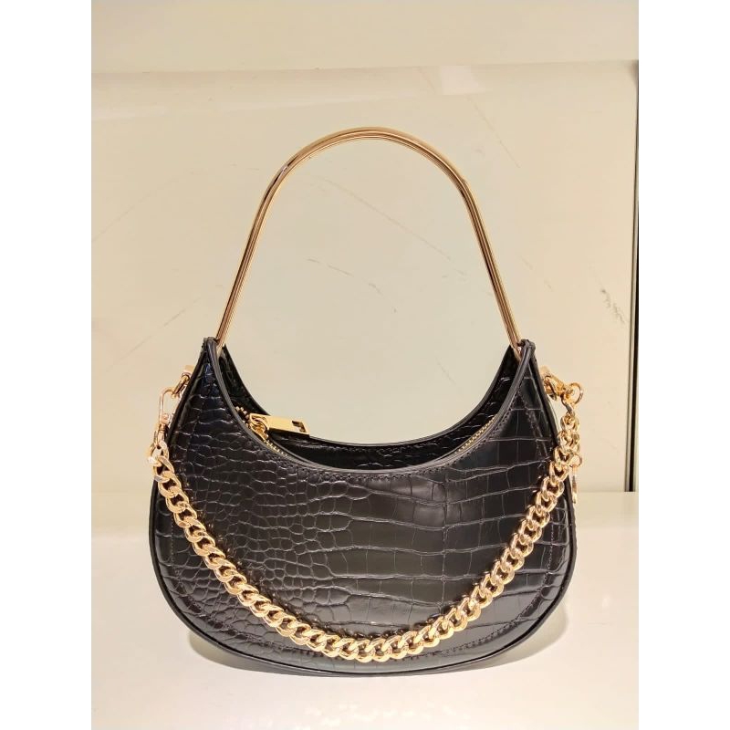 Aldo Sheina Top Handle Bag with Croco - Black