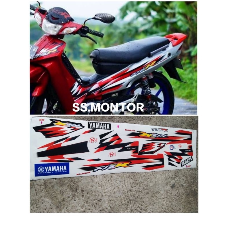 striping sticker stiker Yamaha fiz r F1zr milenium merah putih