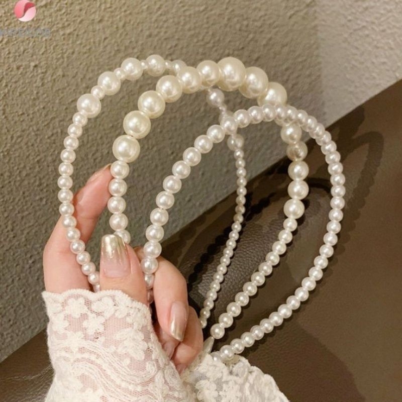 Bando rambut mutiara korea kekinian anak dan dewasa Bondu mutiara korea viral hijab
