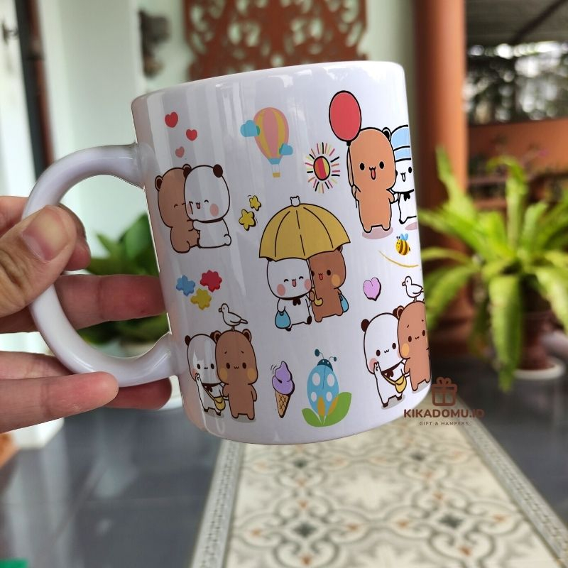 

Bubu dudu Panda bear Goma Peach mug custom
