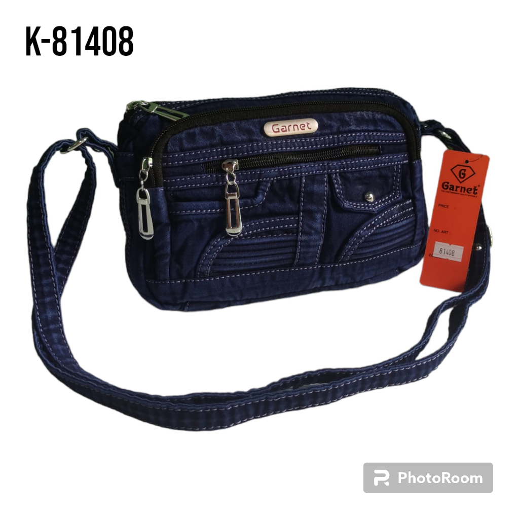 Elzackofficialstore-Tas Selempang Wanita Tas Jeans Garnet 1408 Tas Lucu Awet Kekinian