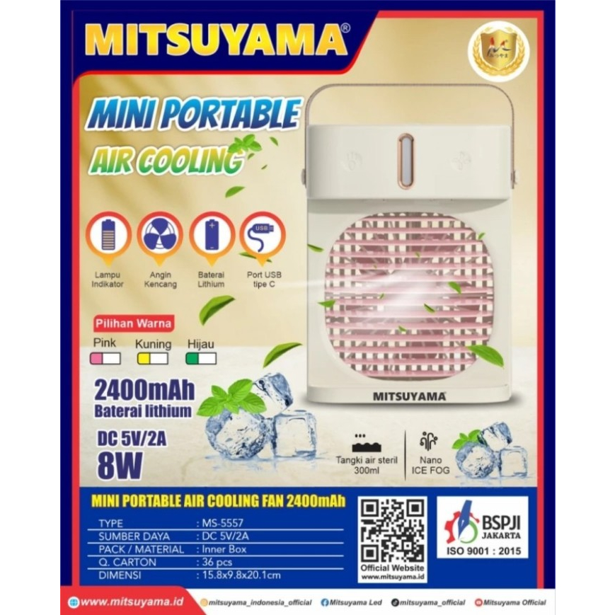 Kipas Angin Uap Air Cooling Fan / AC Mini Portable Mitsuyama MS-5557 Fungsi Pembersih Atau Pendingin
