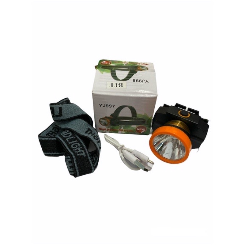 Kiseki Senter Kepala Mini Super Terang LED YJ 998 LAMPU PUTIH 50 Watt + 6W COB